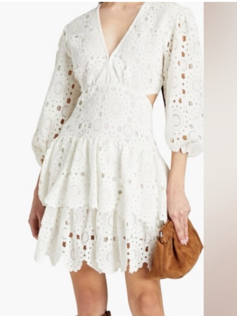 Maje Women's White Crochet Dress M, FR 38